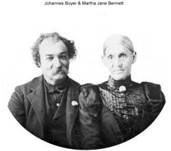 Martha Jane Bennett Boyer
wife of Johannes (Joe) Boyer
1837-1913